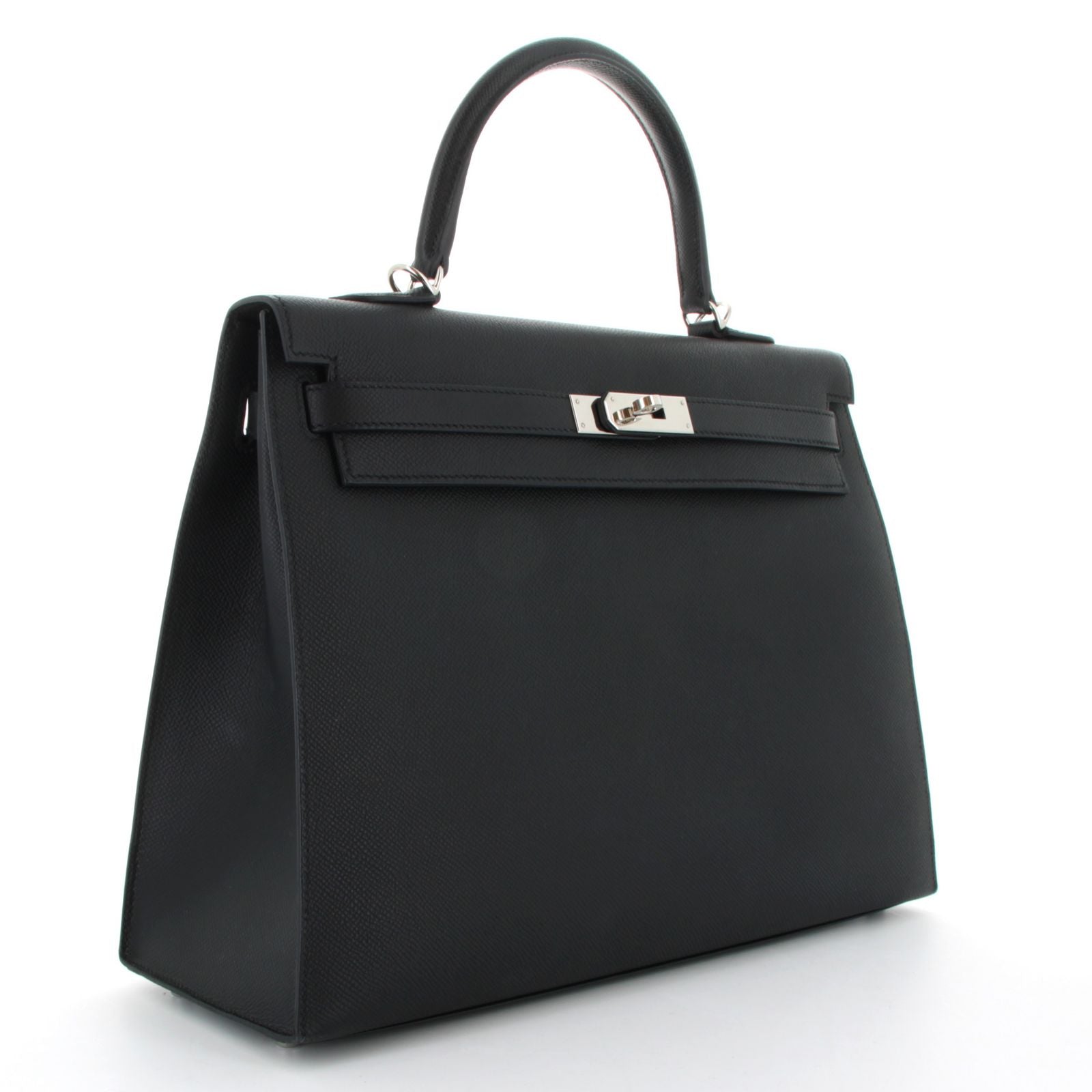 HERMÈS Kelly 25 Noir Epsom Leather Palladium Hardware