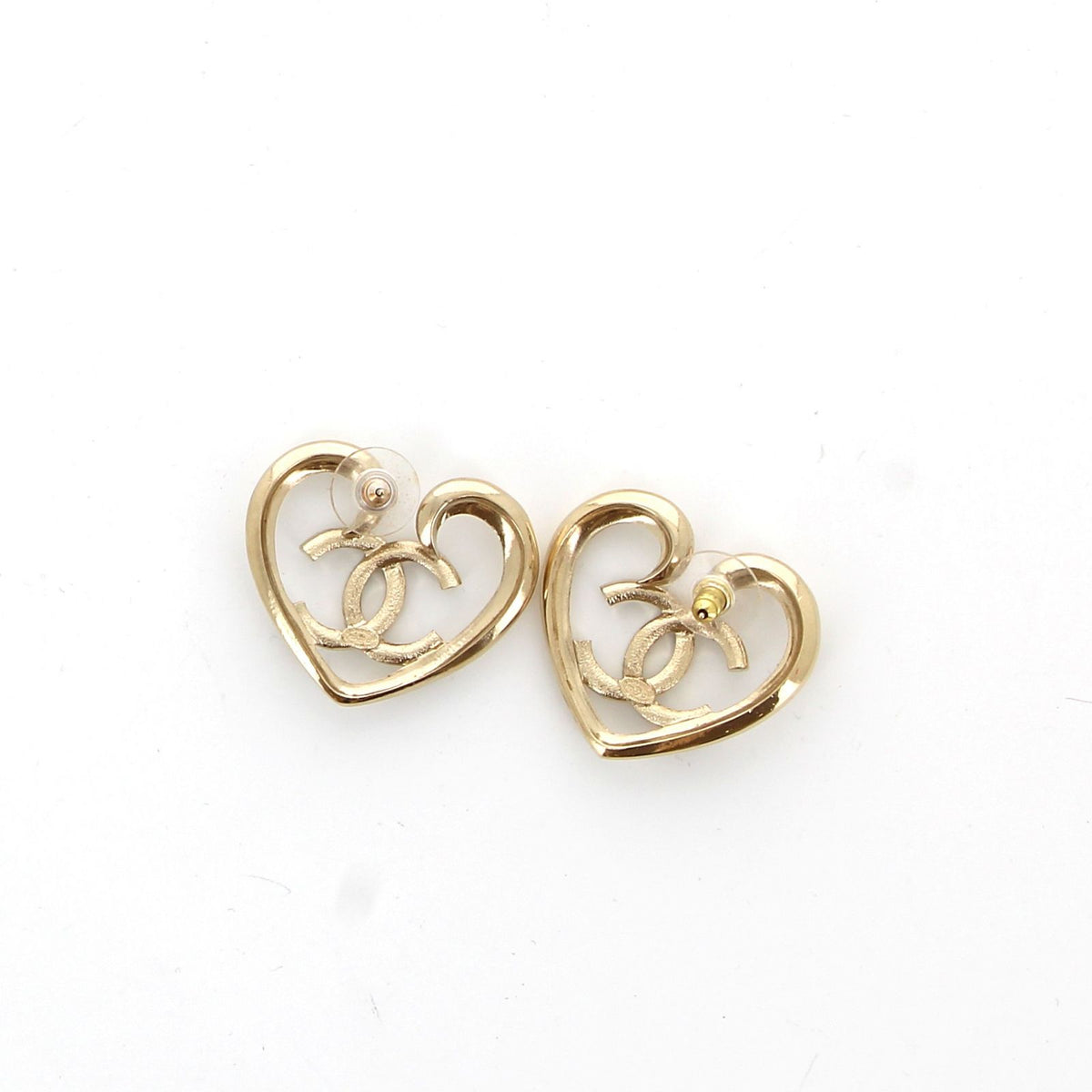 CHANEL BOUCLES D’OREILLES CRYSTAL CC LOGO HEART