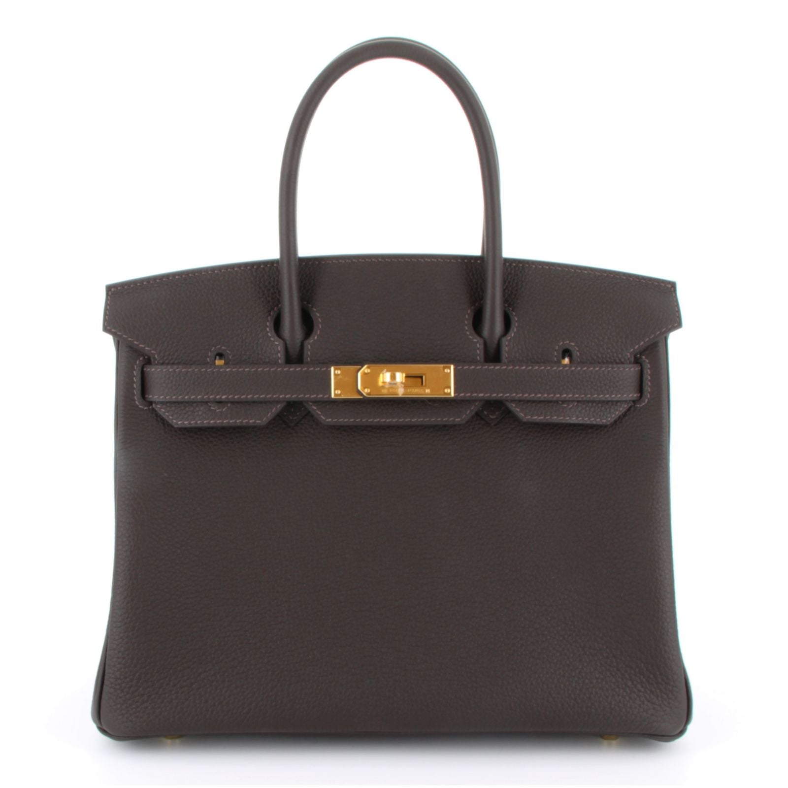 HERMES BIRKIN 30 BAI BRUN VEAU TOGO YELLOW GOLD HARDWARE