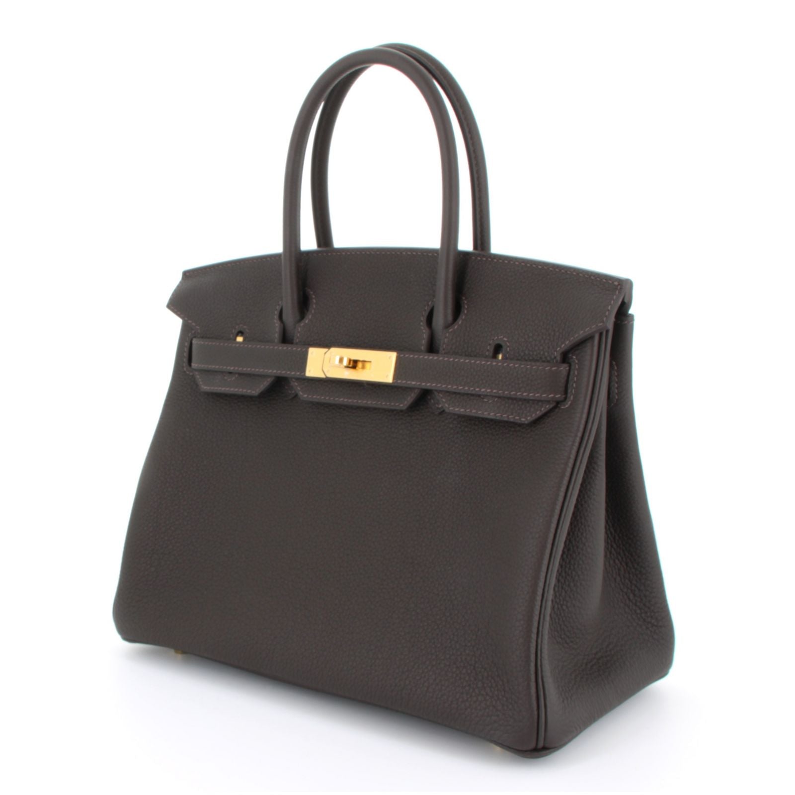HERMES BIRKIN 30 BAI BRUN VEAU TOGO YELLOW GOLD HARDWARE