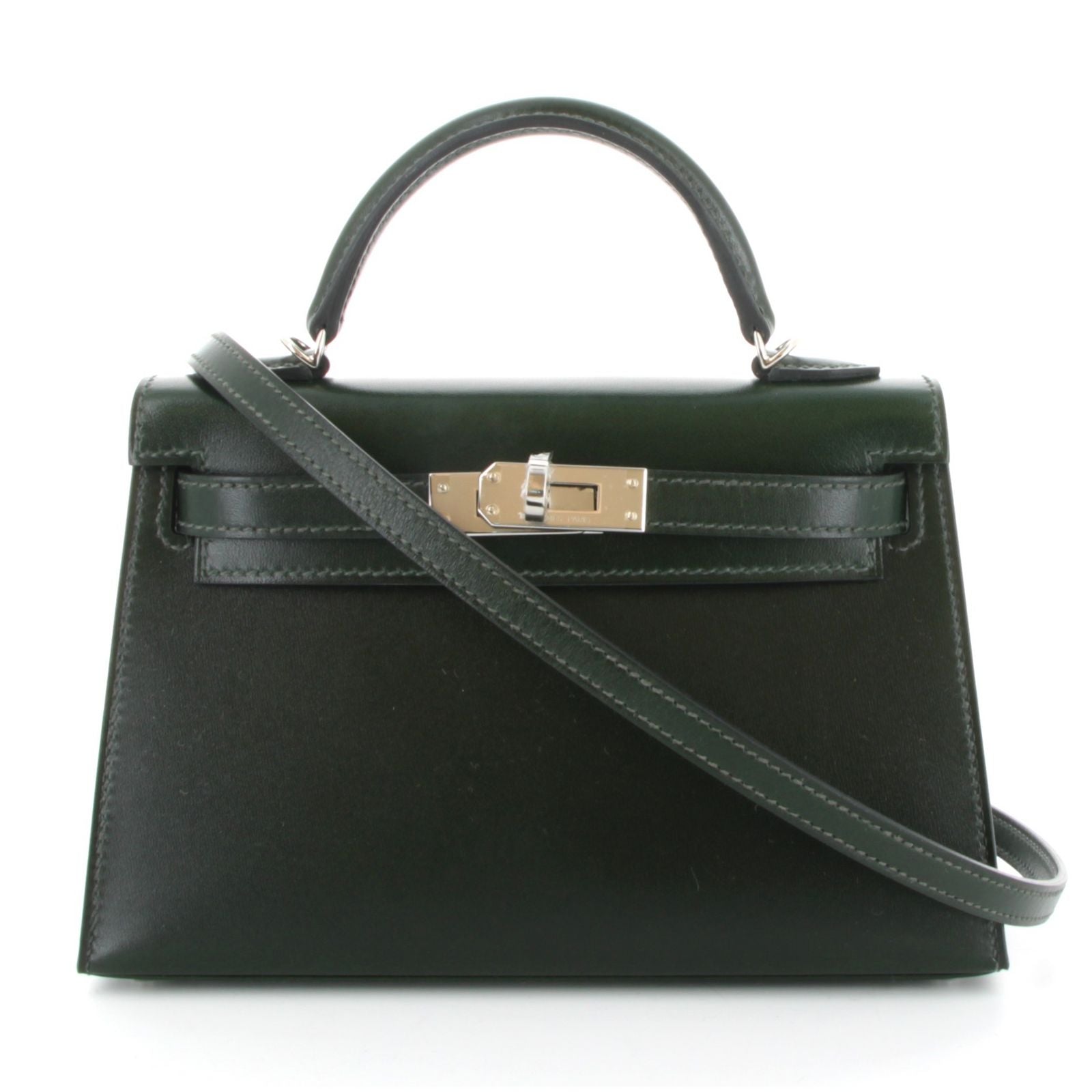 HERMÈS KELLY 20 VERT FONCÉ BOX FINITION PALLADIÉ