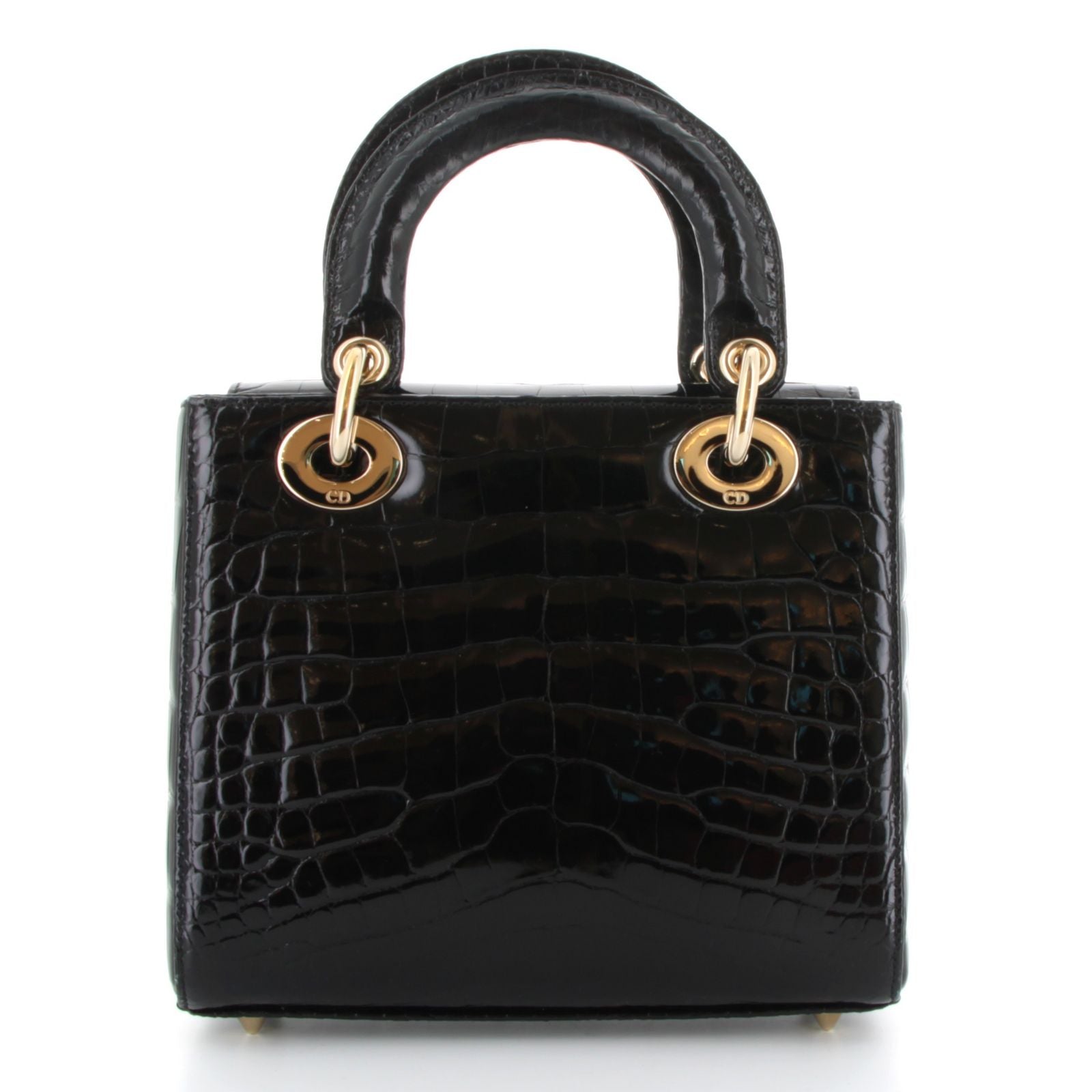 CHRISTIAN DIOR Lady Dior Small Noir Alligator Rose Gold Hardware