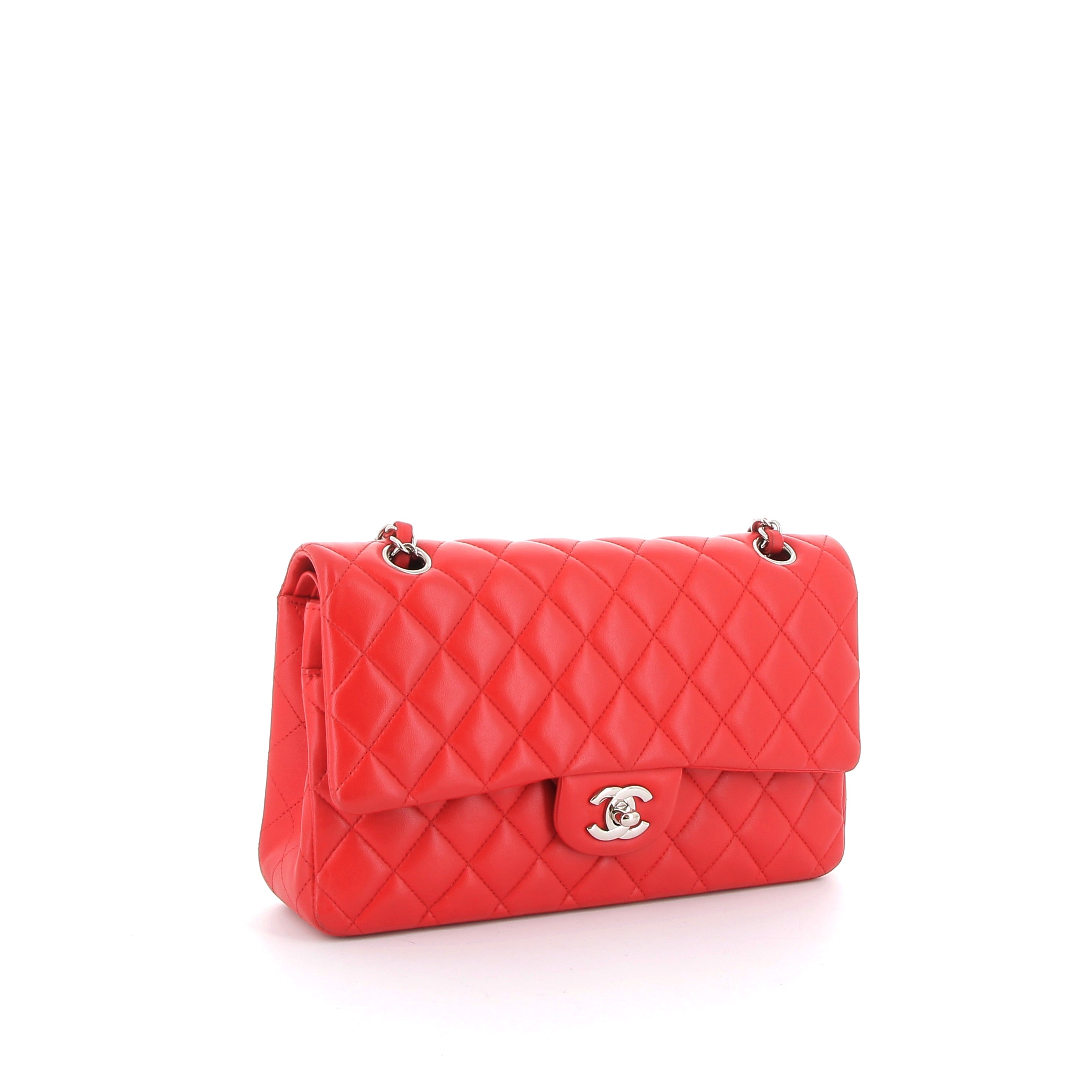 CHANEL Timeless Cuir Rouge Matelassé Finition Argent