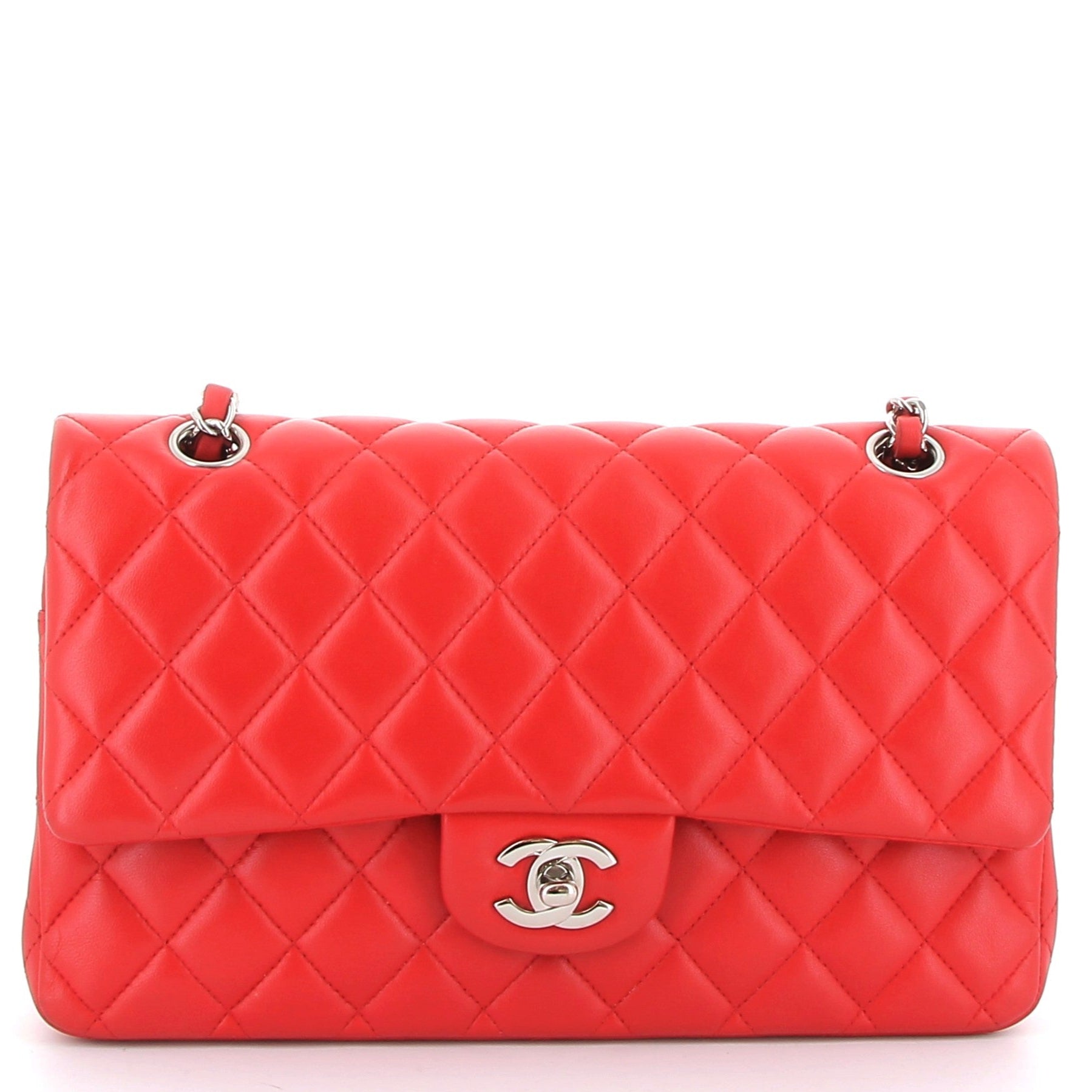 CHANEL Timeless Cuir Rouge Matelassé Finition Argent