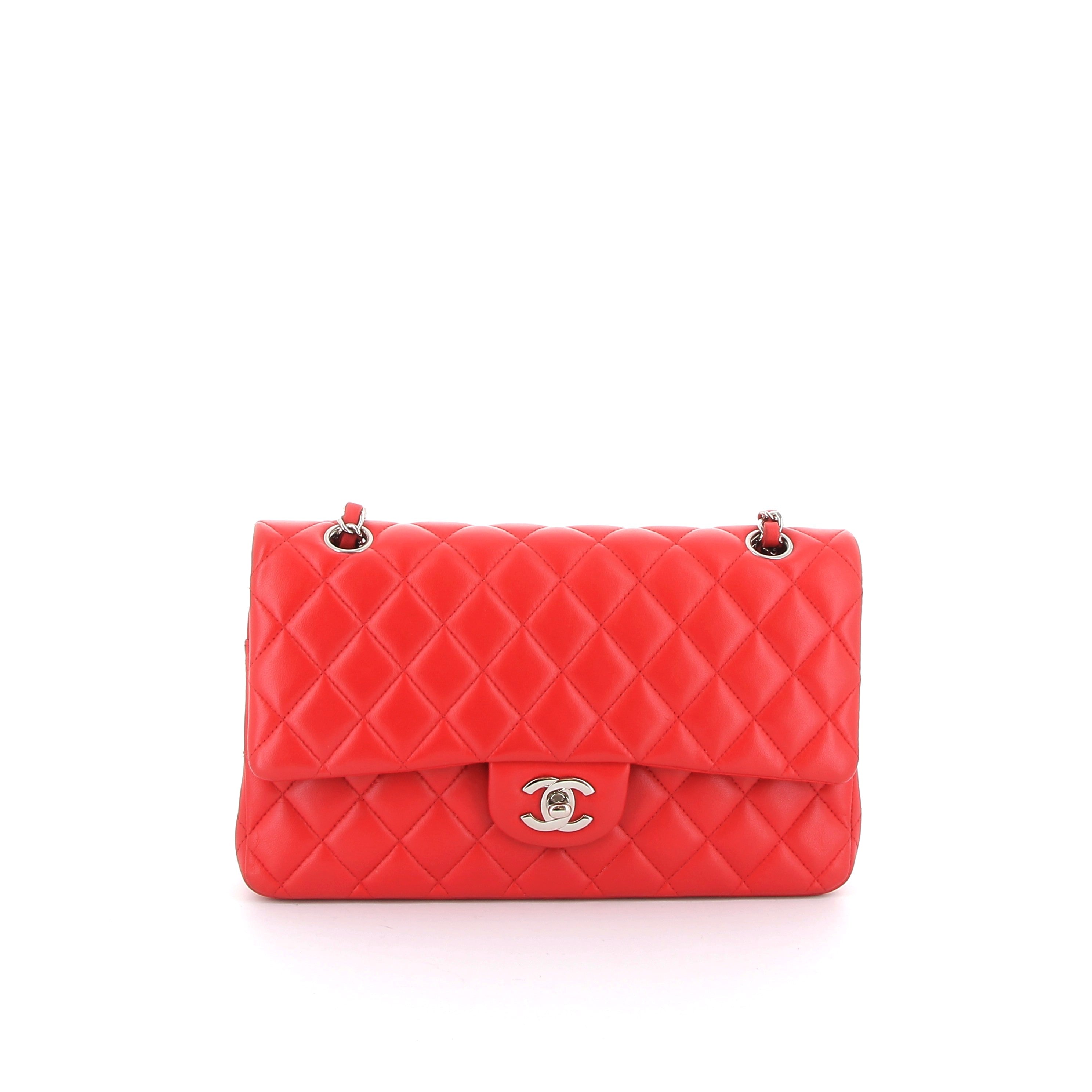 CHANEL Timeless Cuir Rouge Matelassé Finition Argent