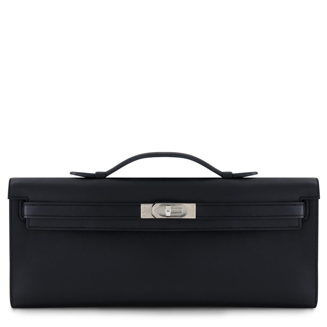 HERMES Kelly Cut Noir Cuir Swift Finition Palladié