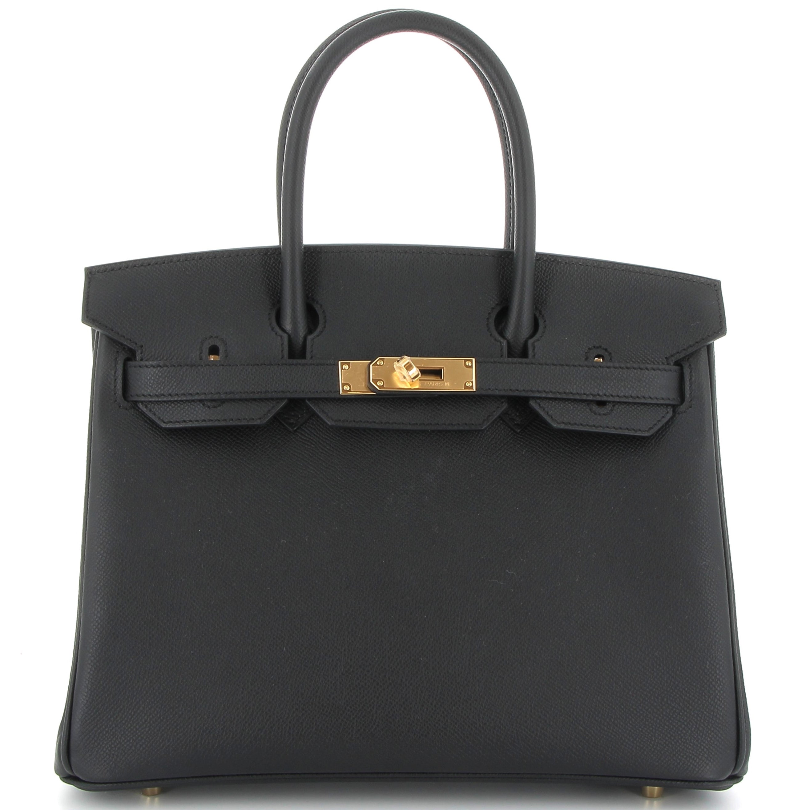 HERMES Birkin 30 Noir Cuir Epsom Finition Or Jaune