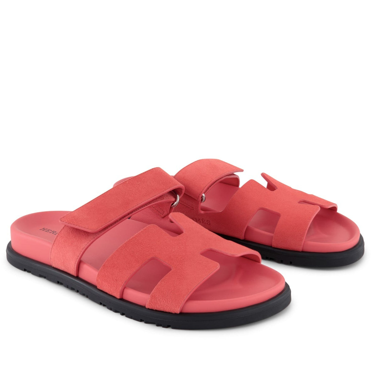 HERMÈS Chypre Sandales Rose Vermillion Chèvre Velours