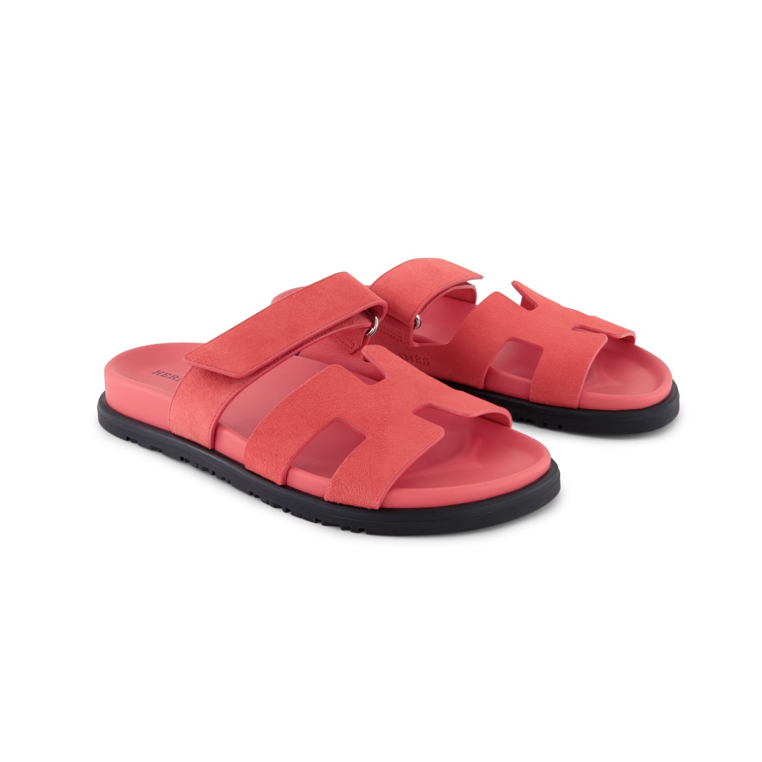HERMÈS Chypre Sandals Rose Vermillion Goat Velvet