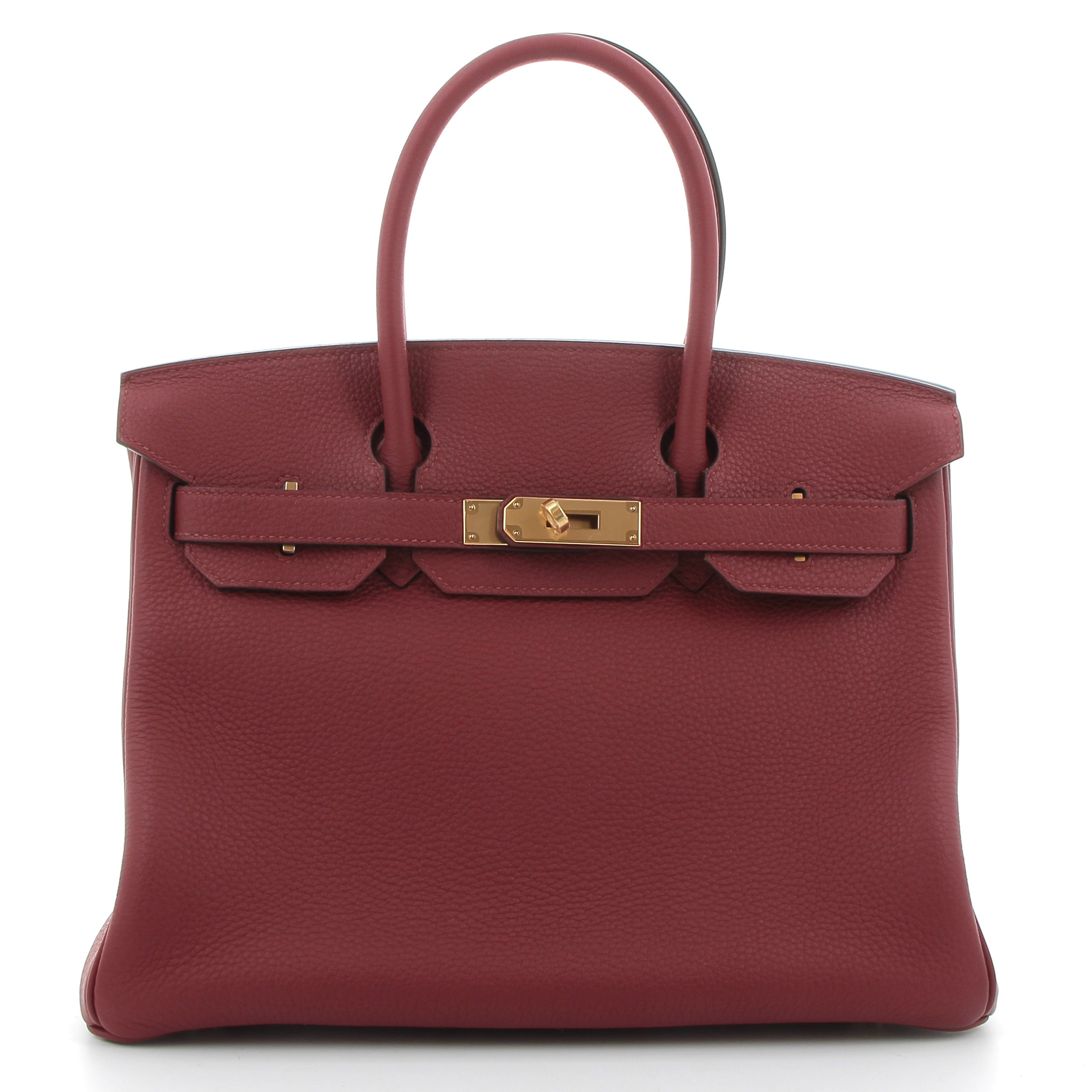 HERMES Birkin 30 Rouge Grenat Cuir Togo Finition Or Jaune