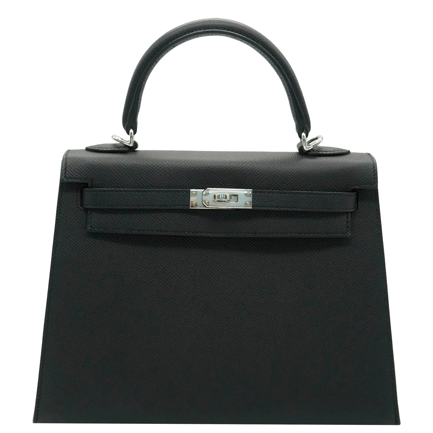 HERMES Kelly 25 Noir Cuir Epsom Finition Palladié
