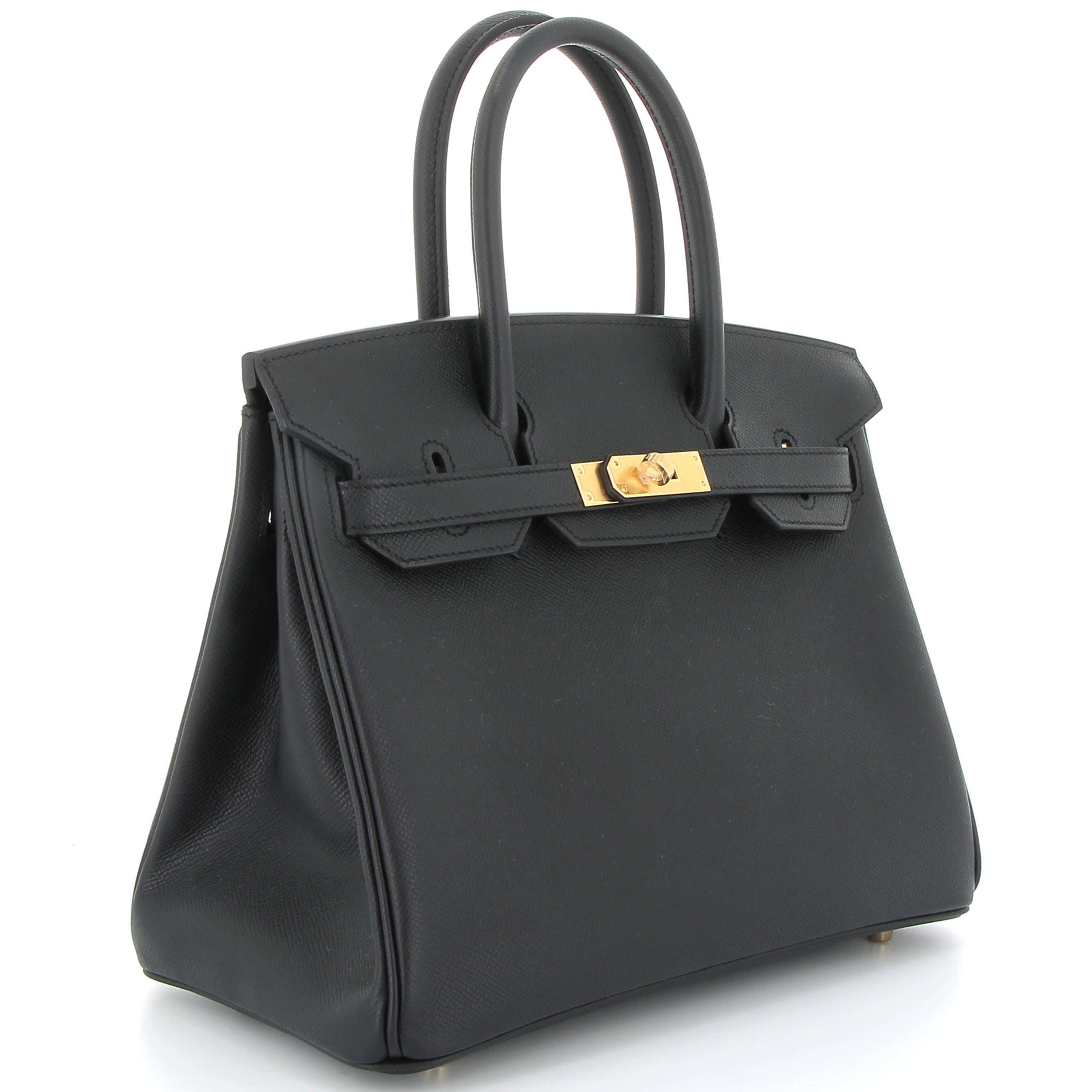 HERMES Birkin 30 Noir Cuir Epsom Finition Or Jaune