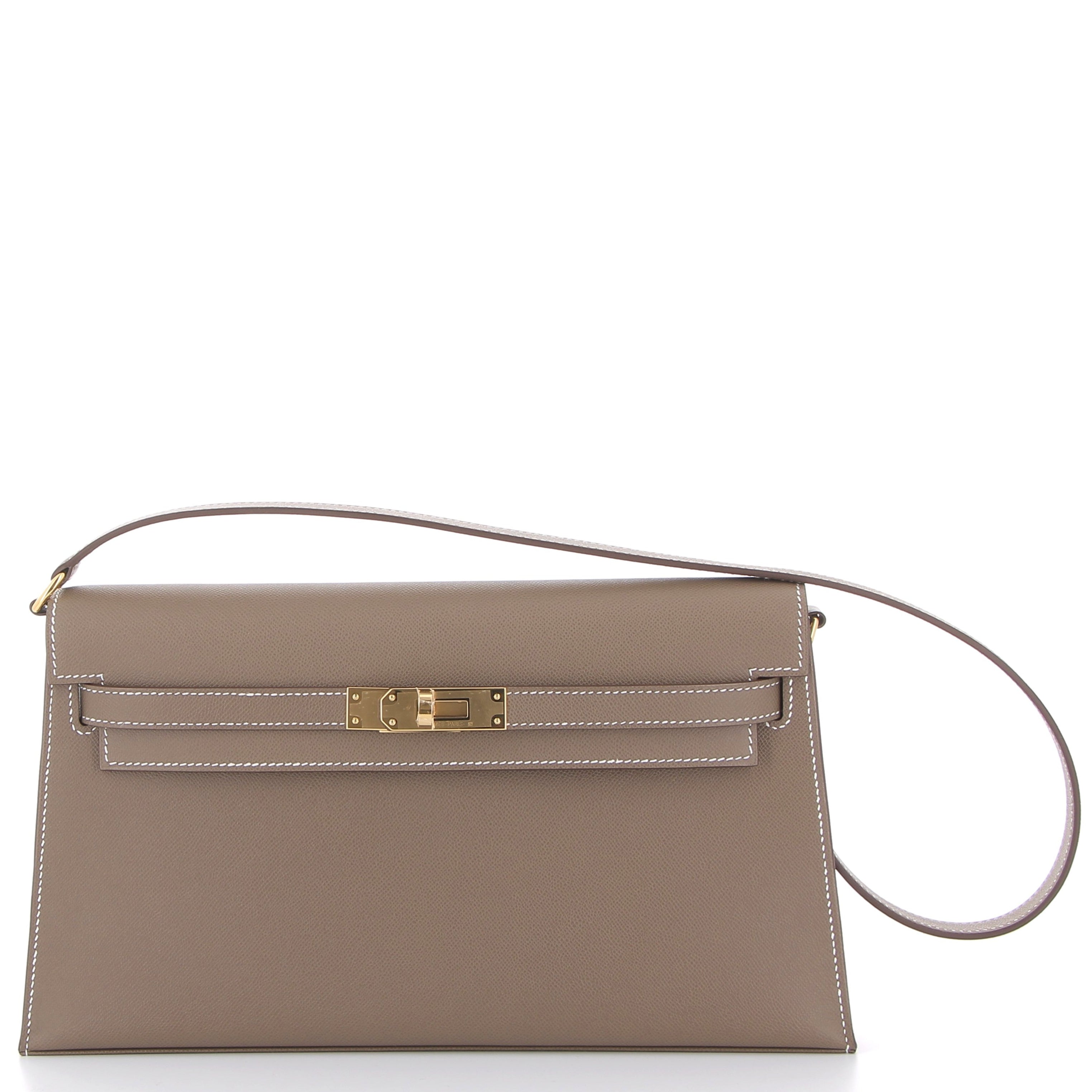HERMES Kelly Elan Etoupe Epsom Finition Or Jaune