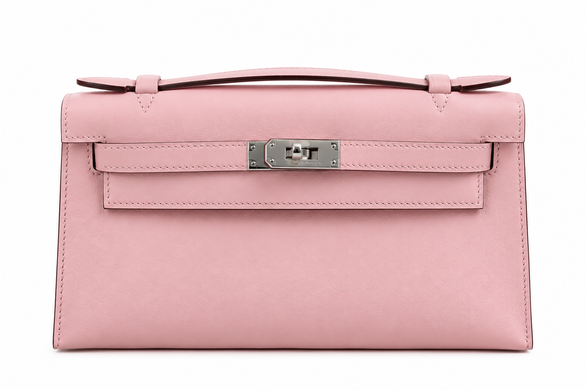 HERMÈS KELLY POCHETTE SWIFT ROSE SAKURA FINITION PALLADIÉE