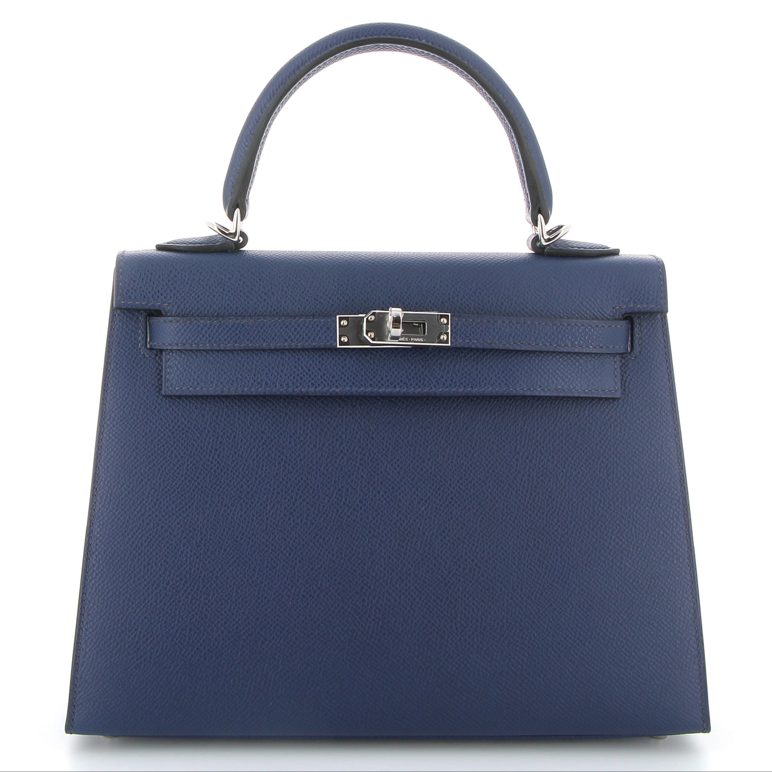 HERMÈS Kelly 25 Bleu Saphire Cuir Epsom Finition Palladié