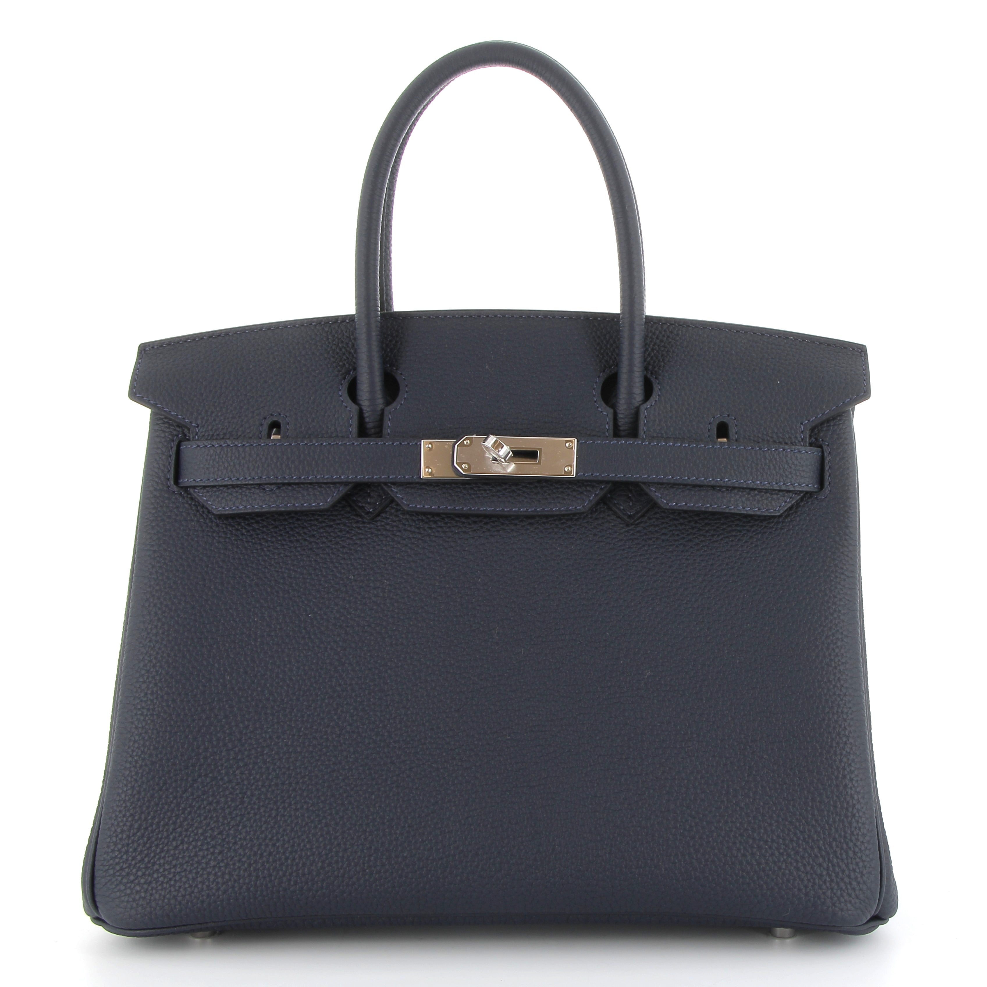 HERMES Birkin 30 Bleu Nuit Cuir Togo Finition Palladié