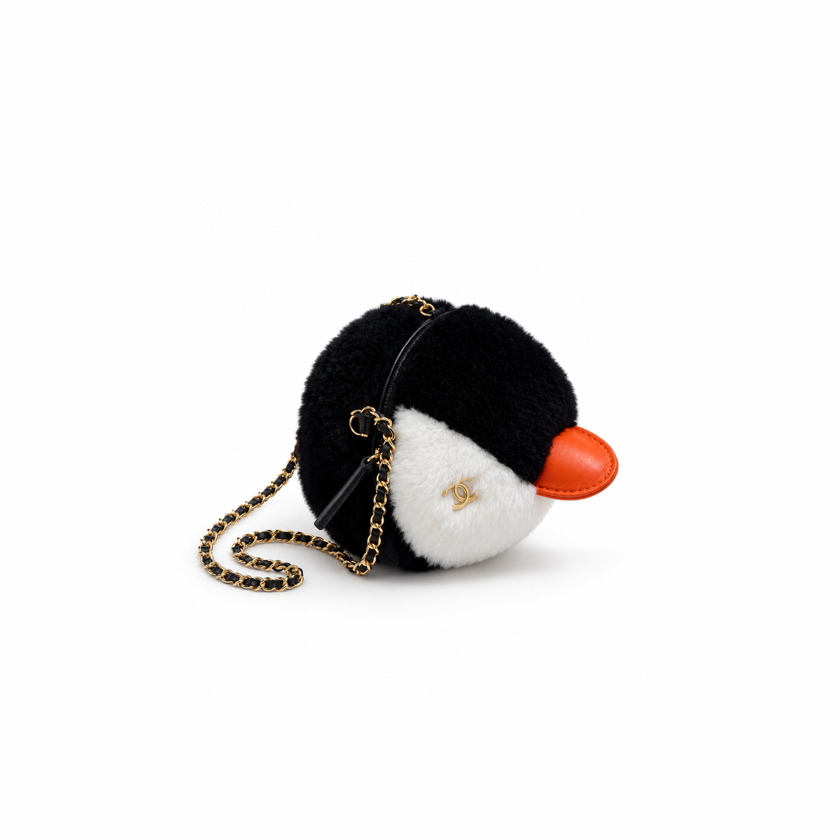 CHANEL PORTE-MONNAIE À CHAÎNE PINGOUIN MOUTON NOIR/BLANC | COCO NEIGE 2026
