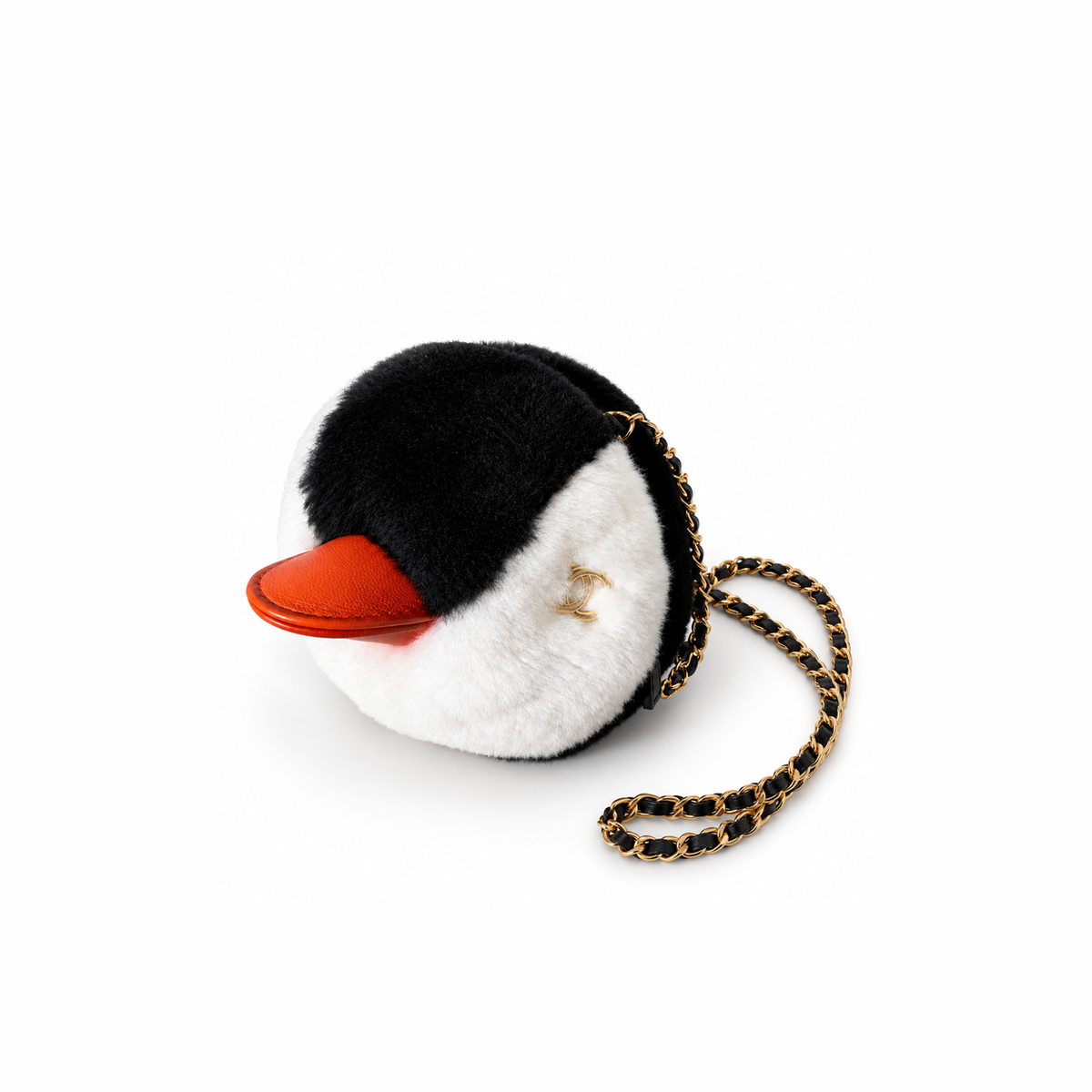 CHANEL PORTE-MONNAIE À CHAÎNE PINGOUIN MOUTON NOIR/BLANC | COCO NEIGE 2026