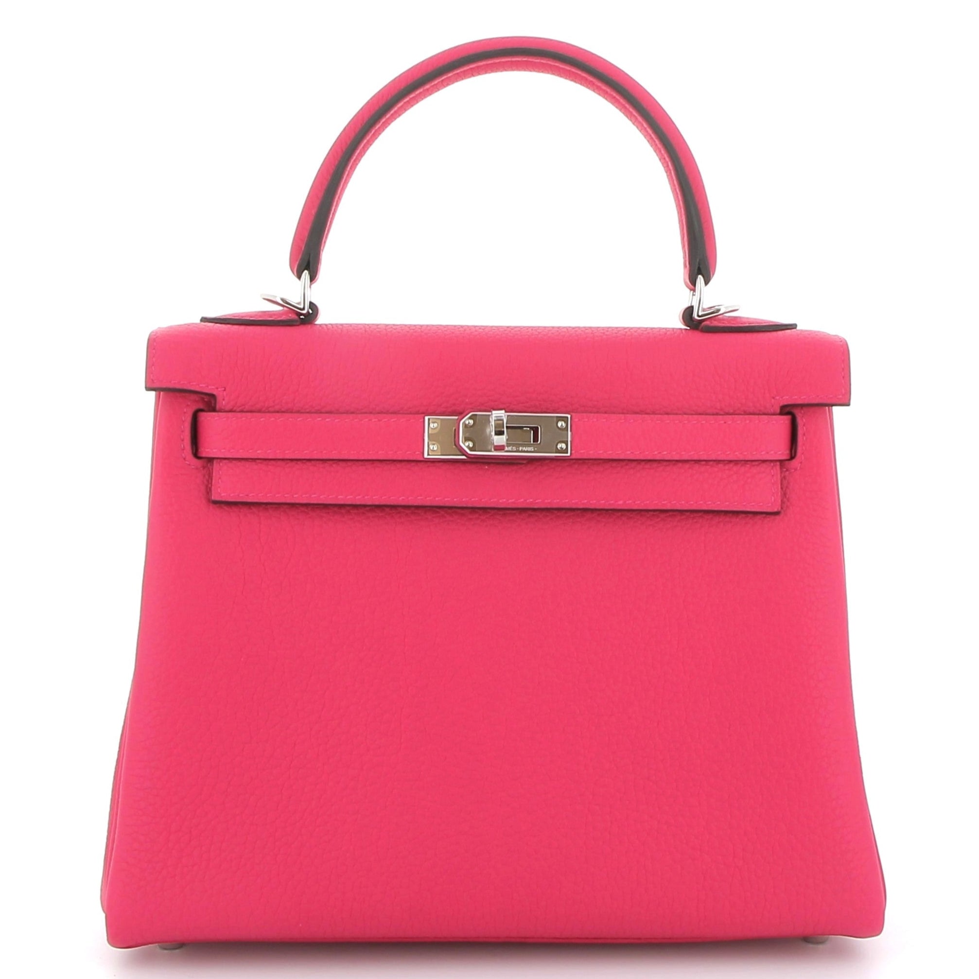 HERMÈS Kelly 25 Rose Mexico Togo Finition Palladié