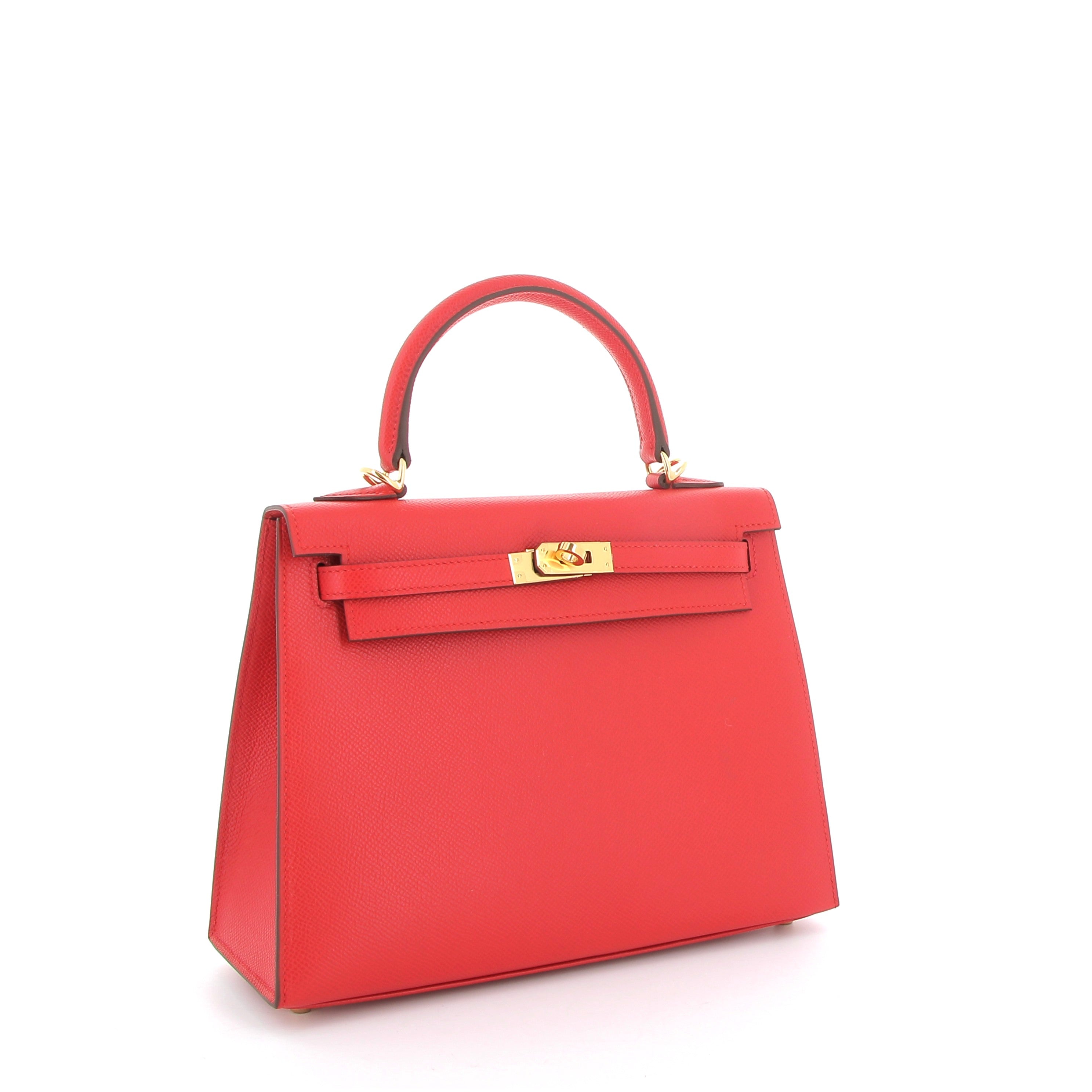HERMÈS Kelly 25 Rouge Radieux Epsom Finition Or Jaune