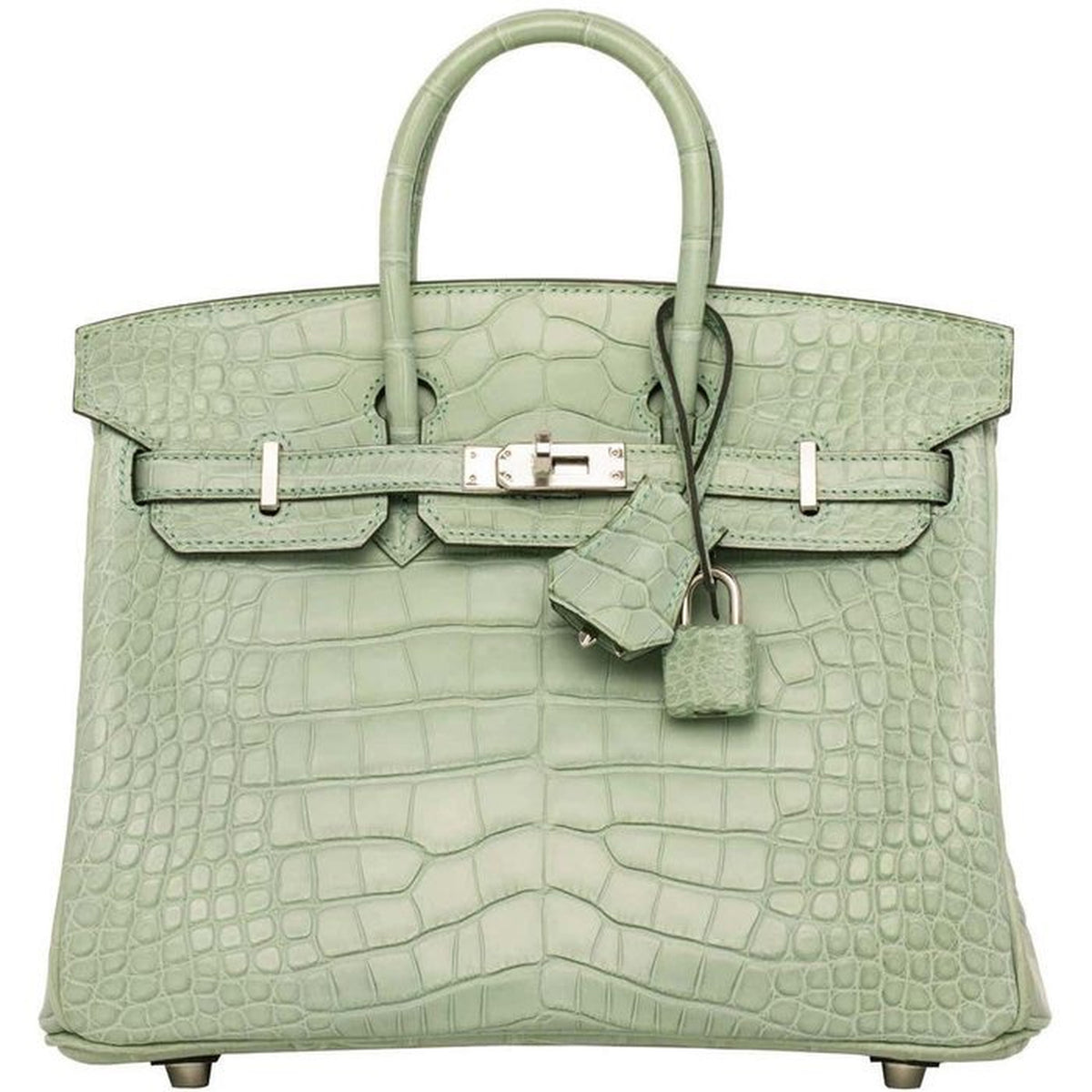 HERMÈS BIRKIN 25 VERT D’EAU CROCODILE POROSUS MAT FINITION PALLADIÉE