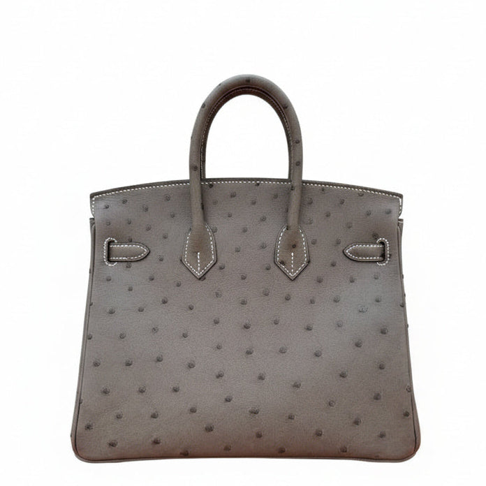 HERMES Birkin 25 HSS Gris Tourterelle Verso Nata Autruche Finition Or Rose