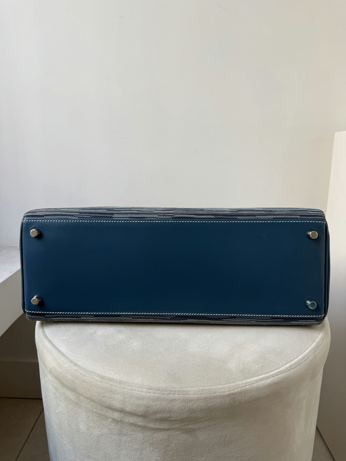 HERMÈS KELLY 28 SELLIER EPSOM BLEU COBALT VERSO BLEU ATOLL FINITION PALLADIÉE