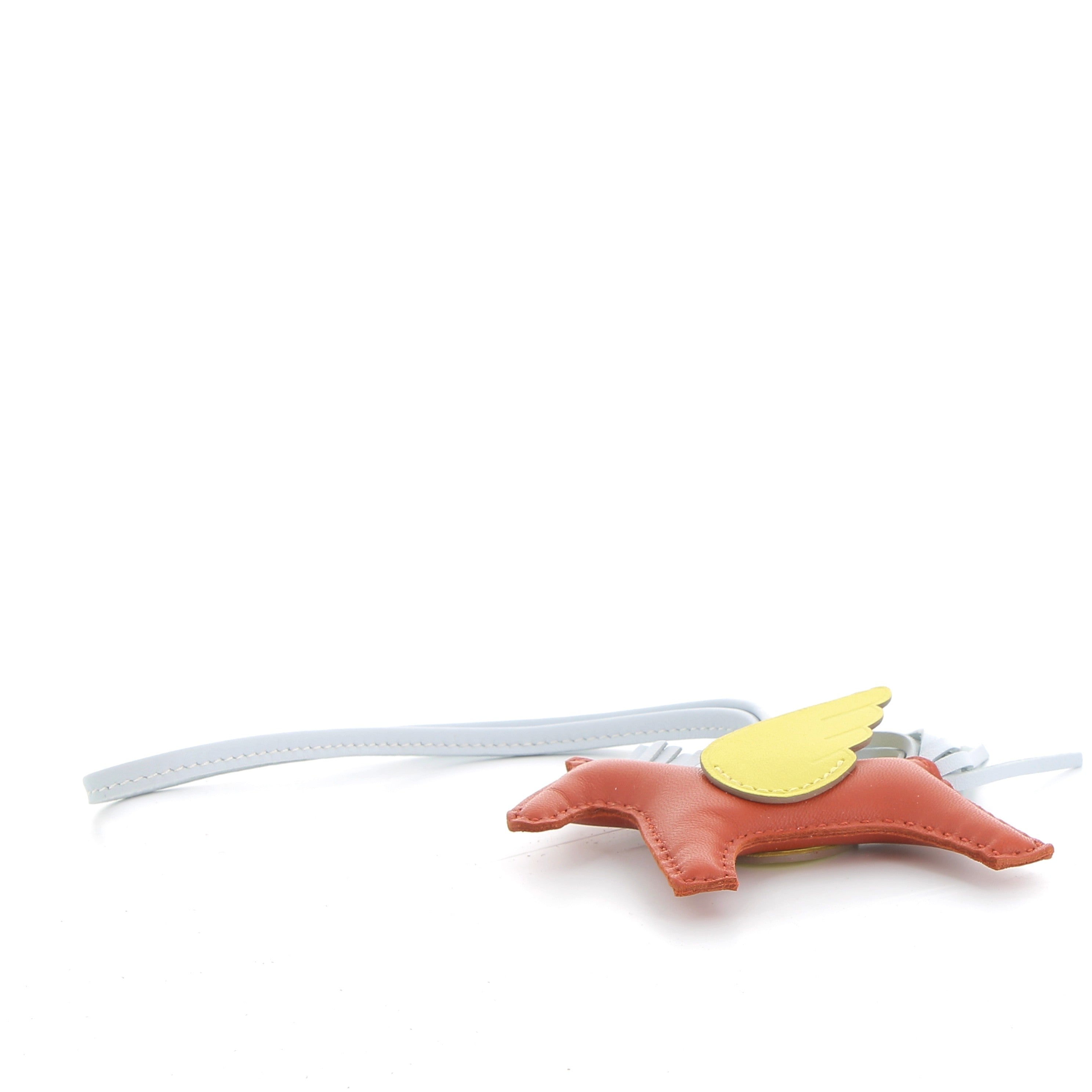 HERMES Charms Pegasus Bleu Bume/Organe Cuir Agneau Milo